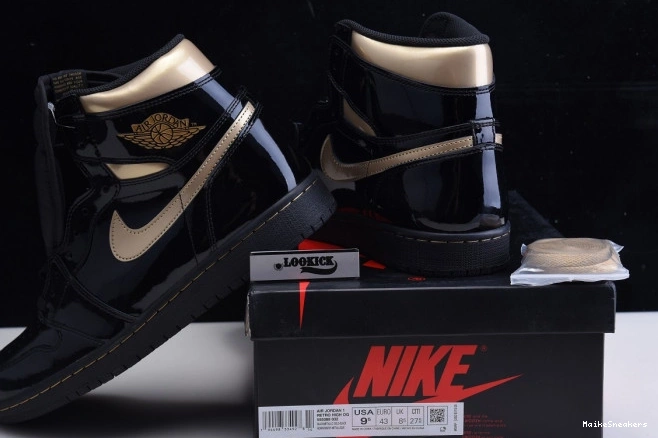 MaikeSneakers HIGH 1 BLACK JORDAN RETRO GOLD 555088-032 AIR (2020) METALLIC 0801